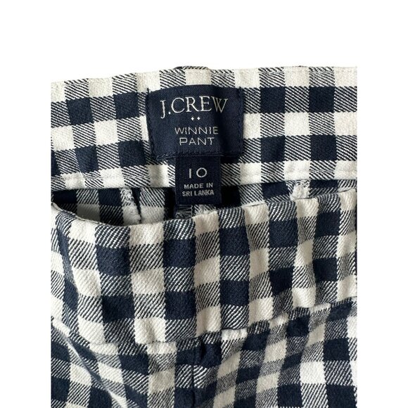 J CREW Winnie Blue White Gingham Plaid Ankle Pants Size 10 - Picture 5 of 5